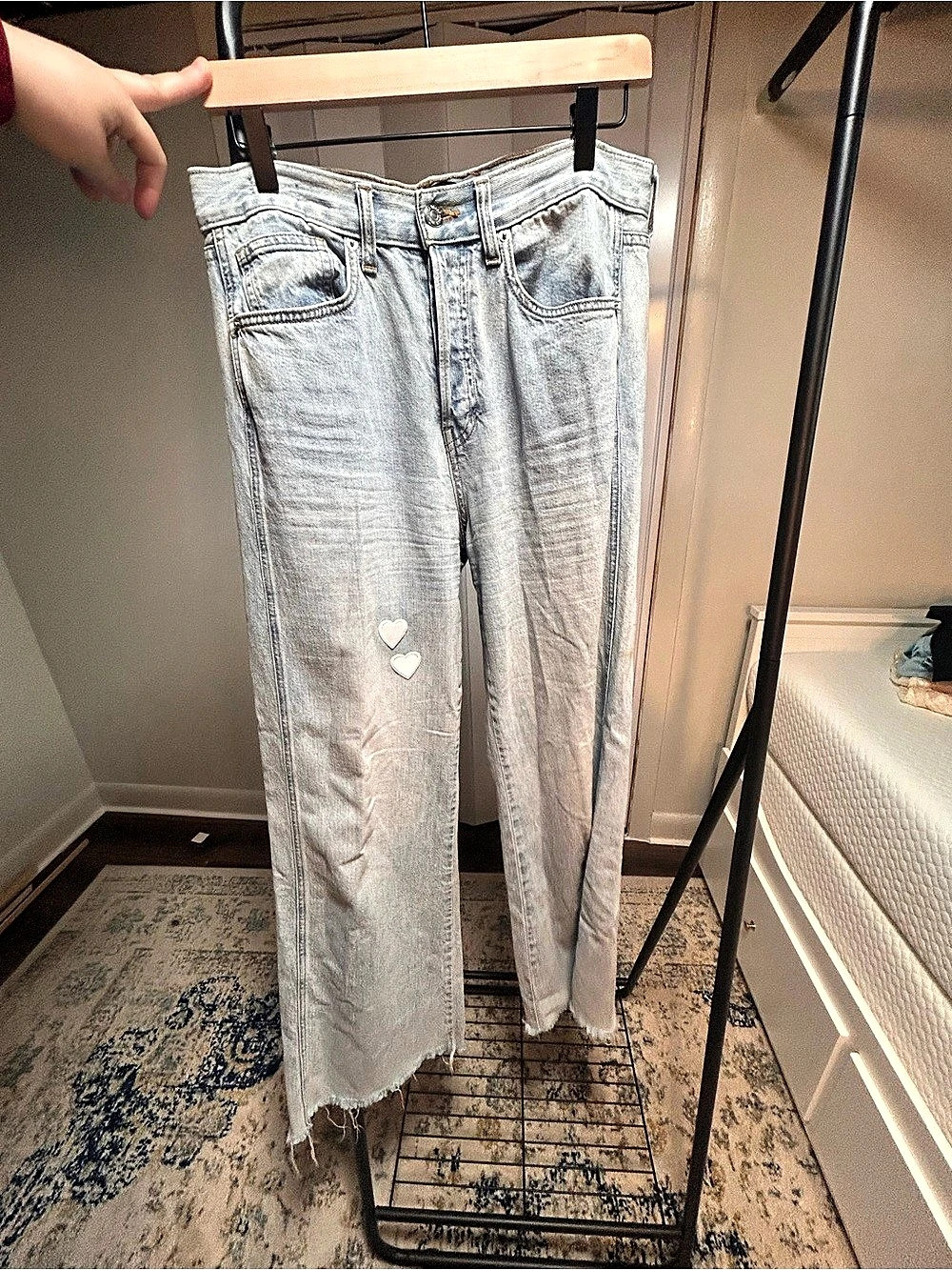 Veronica Beard Pale Stone Cut Straight Leg Jeans Waist 28